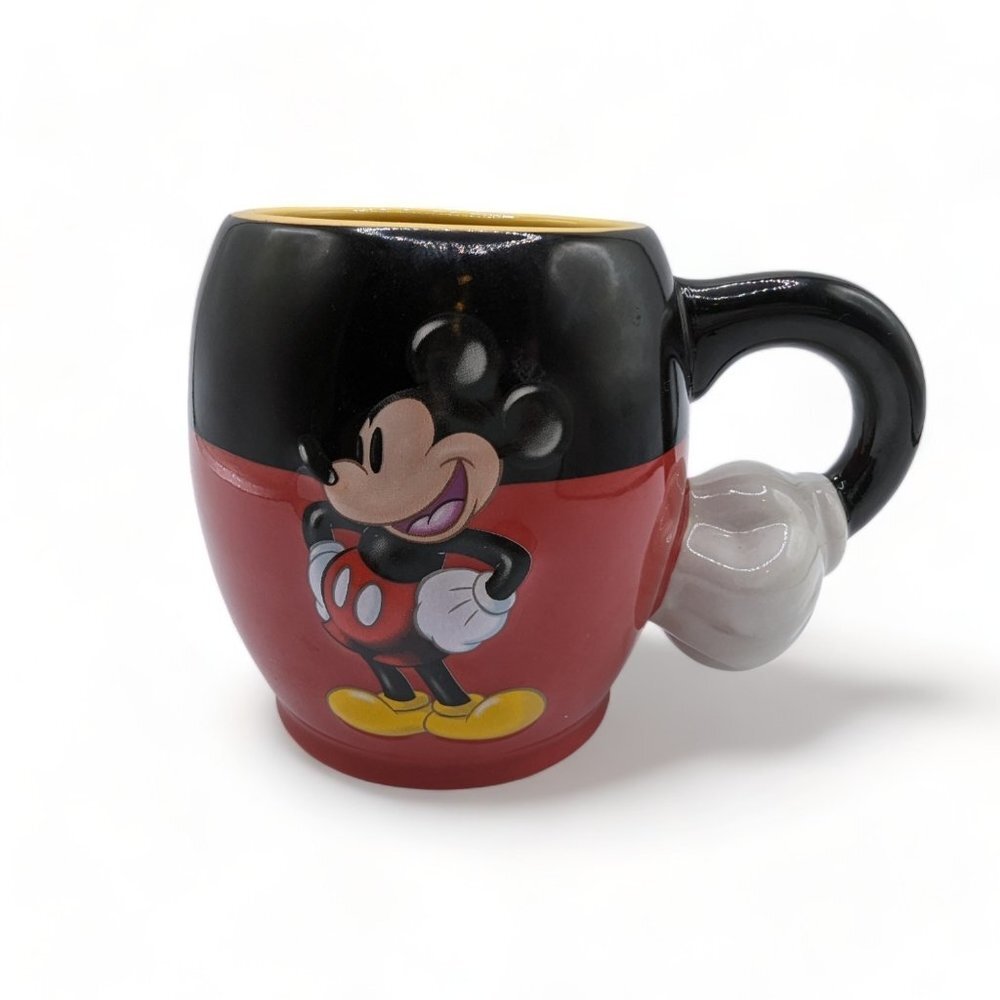 Vtg Authentic Disney Parks Mickey Mouse Mug~Ceramic Big Hand-Glove Handle Unique - Picture 3 of 12